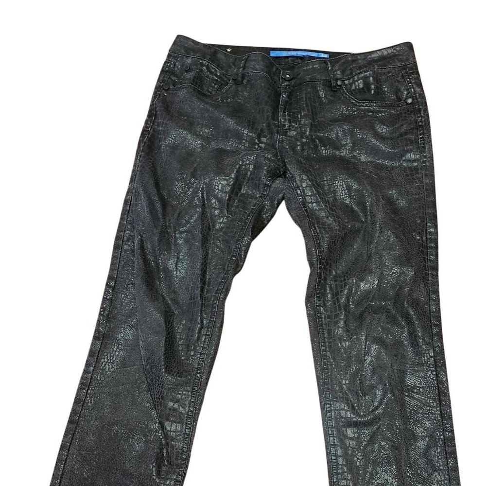 Whimsigoth Black crocodile skin print jeans tween size 13